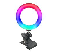 Portable LED Selfie Light, RGB Ring Light, Rotatable Phone Clip Lighting, Wired Brightness Control, Video Call and Streaming Accessories for Phones and Computers, 4.5 Inches