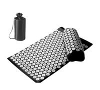 Portable Meditation Mat Set, Relaxation Spike Pillow, Spiked Acupressures Mat with Pillow, Comfort Yoga and Meditation Tools 25,59 x 16,14" for Home, Neck and Back Discomfort (Black, Red)
