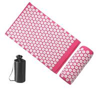 Portable Meditation Mat Set, Relaxation Spike Pillow, Spiked Acupressures Mat with Pillow, Comfort Yoga and Meditation Tools 25,59 x 16,14" for Home, Neck and Back Discomfort (Black, Red)