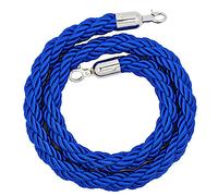 Portable Mini Crowd Control Ropes for Indoor & Outdoor Queue Partition,0.5m/0.9m/1.5m/ 2m/3m/4m Long Blue VIP Stanchion Rope, Easy to Install(Silver Hook,1m/3.28ft)