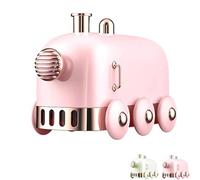 Portable Mini Humidifier,300ml Cute Train Small Humidifier,LED Light Function, USB Charge, Auto Shut Off,for Desktop Office Bedroom, Ultra Quiet (Pink)