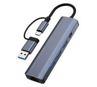 Portable Network Adapter, Ethernet Adapter, Aluminum Ethernet Adapter, Usb C Ethernet Connector, Multi-Port Gigabit Rj45 Internet Connector, Black, 4.25x0.55x1.1 Inches for Laptops