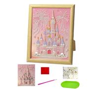 Portable Pearl Painting, Castle Design Bead Crafting, Kit Art with Stand, Wood Frame Pearl Artwork with, DIY Craft Decoration Elegant Style, Creative Bead Project