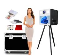 Portable Photo Booth Tripod DSLR Photobooth con 21,5 '' Touch Screen, Macchina DSLR Photobooth con Flight Case, Luce RGB per Eventi Feste Noleggio Matrimonio (Black, Photo Booth+Printer)