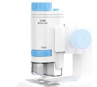 Portable Pocket Microscope 80X-200X - Kids Handheld LED Mini Microscope | Educational Science Toy with Phone Connection, ABS Travel Microscopes for Children 7-14