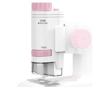 Portable Pocket Microscope 80X-200X - Kids Handheld LED Mini Microscope | Educational Science Toy with Phone Connection, ABS Travel Microscopes for Children 7-14