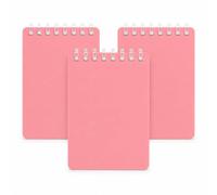 Portable Pocket Notebook 3-Pack, Spiral Notepads With Lined Pages, Pink | Mini taccuino A7 a spirale con copertina impermeabile e carta spessa per studenti, compiti, ufficio e viaggi