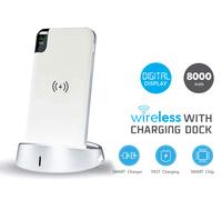 V-Tac VT-3509 Power Bank con Ricarica Wireless 8000 mAh e Base di Ricarica - SKU 8861 / 8862 / 8863 - Colore: Bianco