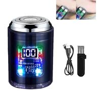 Portable Powerful Visual Digital Display Electric Shaver, Mini Portable Electric Shaver, Mini Electric Shaver, Transparent Waterproof Shaver With Led Light for Men (Dual-Ring Blade Net - Black)