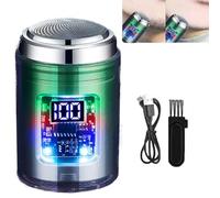 Portable Powerful Visual Digital Display Electric Shaver, Mini Portable Electric Shaver, Mini Electric Shaver, Transparent Waterproof Shaver With Led Light for Men (Thin Blade Net - Green)
