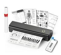 Portable Printers Wireless for Travel, N80 Wireless Thermal Printer Bluetooth Inkless Printer Support 8.5" X 11" US Letter & A4 Size, Compatible with iOS, Android, Laptop for Office, Home, Car, Black