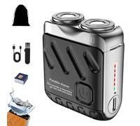 Portable Rotary Dual Ring Electric Shaver, Mini Portable Electric Shaver, Double-Ring Magnetic Cutter, 360°Precision Shaving, IPX7 Waterproof Wet and Dry for Home, Travel(Black,R12)