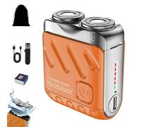 Portable Rotary Dual Ring Electric Shaver, Mini Portable Electric Shaver, Double-Ring Magnetic Cutter, 360°Precision Shaving, IPX7 Waterproof Wet and Dry for Home, Travel(Orange,R12)