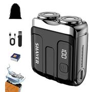 Portable Rotary Dual Ring Electric Shaver, Mini Portable Electric Shaver, Double-Ring Magnetic Cutter, 360°Precision Shaving, IPX7 Waterproof Wet and Dry for Home, Travel(Black,R18)