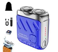Portable Rotary Dual Ring Electric Shaver, Mini Portable Electric Shaver, Double-Ring Magnetic Cutter, 360°Precision Shaving, IPX7 Waterproof Wet and Dry for Home, Travel(Blue,R12)