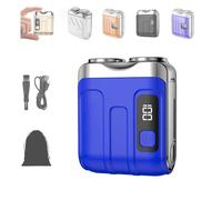 Portable Rotary Dual Ring Electric Shaver,Mini Shavers For Men,Mini Portable Electric Shaver, 2025 New Waterproof Fashion Suitcase Design,Suitable For Wet And Dry Use (C Blue)