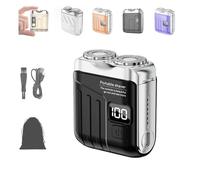 Portable Rotary Dual Ring Electric Shaver,Mini Shavers For Men,Mini Portable Electric Shaver, 2025 New Waterproof Fashion Suitcase Design,Suitable For Wet And Dry Use (B Black)