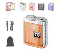 Portable Rotary Dual Ring Electric Shaver,Mini Shavers For Men,Mini Portable Electric Shaver, 2025 New Waterproof Fashion Suitcase Design,Suitable For Wet And Dry Use (B Orange)