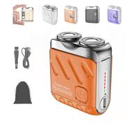 Portable Rotary Dual Ring Electric Shaver,Mini Shavers For Men,Mini Portable Electric Shaver, 2025 New Waterproof Fashion Suitcase Design,Suitable For Wet And Dry Use (A Orange)