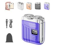 Portable Rotary Dual Ring Electric Shaver,Mini Shavers For Men,Mini Portable Electric Shaver, 2025 New Waterproof Fashion Suitcase Design,Suitable For Wet And Dry Use (B Blue)