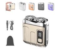 Portable Rotary Dual Ring Electric Shaver,Mini Shavers For Men,Mini Portable Electric Shaver, 2025 New Waterproof Fashion Suitcase Design,Suitable For Wet And Dry Use (C Khaki)