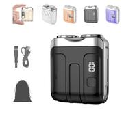 Portable Rotary Dual Ring Electric Shaver,Mini Shavers For Men,Mini Portable Electric Shaver, 2025 New Waterproof Fashion Suitcase Design,Suitable For Wet And Dry Use (C Black)