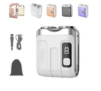 Portable Rotary Dual Ring Electric Shaver,Mini Shavers For Men,Mini Portable Electric Shaver, 2025 New Waterproof Fashion Suitcase Design,Suitable For Wet And Dry Use (C White)
