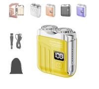 Portable Rotary Dual Ring Electric Shaver,Mini Shavers For Men,Mini Portable Electric Shaver, 2025 New Waterproof Fashion Suitcase Design,Suitable For Wet And Dry Use (B Gold)
