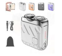 Portable Rotary Dual Ring Electric Shaver,Mini Shavers For Men,Mini Portable Electric Shaver, 2025 New Waterproof Fashion Suitcase Design,Suitable For Wet And Dry Use (A White)