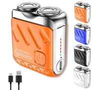 Portable Rotary Dual Ring Electric Shaver-Mini Small Steel Cannon Rotary Dual Ring Electric Razor,USB Rechargeable One-Button Design, Portable Suitcase Shaver,Durable Dual-Head rotaryRazor (Orange)