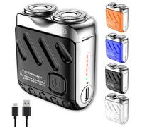 Portable Rotary Dual Ring Electric Shaver-Mini Small Steel Cannon Rotary Dual Ring Electric Razor,USB Rechargeable One-Button Design, Portable Suitcase Shaver,Durable Dual-Head rotaryRazor (Black)