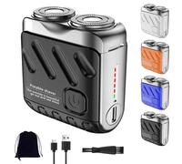 Portable Rotary Dual Ring Electric Shaver, Portable Mini Electric Shaver, Washable Double Head Razor for Travel & Daily Use (Black)