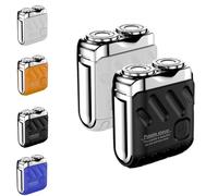 Portable Rotary Dual Ring Electric Shaver, R-12 Luggage Electric Shaver, Mini Electric Rotary Dual Ring Pocket Shave, 2025 New Model Mini Dual-Head Electric Shaver(Bla+whi)
