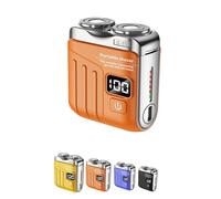 Portable Rotary Dual Ring Electric Shaver, R-18 Luggage Electric Shaver, Mini Small Steel Cannon Rotary Dual Ring Razor for Men (Orange)