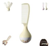 Portable Self-Standing Comb, Self-Standing Hair Comb with Weighted Base Stands Upright on Vanity, U-Shaped Teeth Grooves Designs that Gently and Glides Through Tangles, for Woman (Yellow)