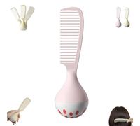 Portable Self-Standing Comb, Self-Standing Hair Comb with Weighted Base Stands Upright on Vanity, U-Shaped Teeth Grooves Designs that Gently and Glides Through Tangles, for Woman (Pink)