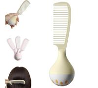 Portable Self-Standing Comb, Self-Standing Hair Comb with Weighted Base Stands Upright on Vanity, Wide Tooth Detangling Combs, U-Shaped Teeth, Gentle on Scalp & Hair, Comfortable Grip Handle (Beige)