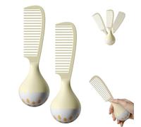 Portable Self-Standing Comb,Self-Standing Hair Comb with Weighted Base,U-Shaped Teeth Grooves Ergonomic Grip,Tangle-Free Detangling,Durable & Easy to Clean,for Thick Curly Wet Hair (Beige*2pcs)