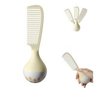 Portable Self-Standing Comb,Self-Standing Hair Comb with Weighted Base,U-Shaped Teeth Grooves Ergonomic Grip,Tangle-Free Detangling,Durable & Easy to Clean,for Thick Curly Wet Hair (Beige)