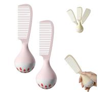 Portable Self-Standing Comb,Self-Standing Hair Comb with Weighted Base,U-Shaped Teeth Grooves Ergonomic Grip,Tangle-Free Detangling,Durable & Easy to Clean,for Thick Curly Wet Hair (Pink*2pcs)