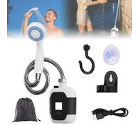 Portable Shower for Camping with Water Pump, Rechargeable USB Electric Shower Head Sprayer, High Pressure Pump 2 Modes IPX7 Waterproof, for Outdoor Camping, Hiking, Beach, Car Washing(With light)