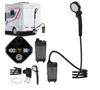 Portable Shower, Travel Camp Pump, 11.42x7.48x3.35 Inches Waterproof Rechargeable with LED Display & 3 Spray Modes, Camping Shower for Garden Beach Pet Bath, Car Washing Adventures