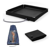 Portable Shower Tray with Drain Hose - Nero | Tappetino da doccia - Portable Shower Tray with Drain Hose - Pratico strumento per doccia sicuro durevole di alta qualità PVC Tool Art nero compatto