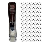 Portable Stapler - School Push Binder Clamp Dispenser with 50 Reusable Clips | Reusable Binder Clip Stapler for Document Paper Binding | for Home School Office Travel Classroom Library Dormitory Unive