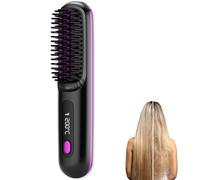 Portable Straightener Brush - GoBrush PRO, Spazzola Riscaldata Per Capelli Portatile, Rechargeable & Cordless Straightener Brush (Nero)