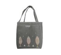 Portable Thermal Insulated Lunch Bag with Drawstring - Picnic Storage Container for Bento Meals in Deep Grey