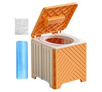 Portable Toilet For Adults - 154lbs Capacity Foldable Camping Potty | Compact Car Toilet & Garbage Can With PVC Pad & 15 Disposal Bags, Mobile Commode For RV Travel Hiking Road Trip