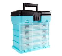 Portable Tool Box - Small Parts Organizer with Drawers and Customizable Compartments for Hardware, Tackle, Beads, or Crafts by Stalwart (Light Blue)