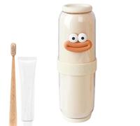 Portable Toothpaste and Toothbrush Container, Space-Saving Travel Mouthwash Cup with 4 Toothbrush Cups, Multipurpose Bathroom Storage, 8.78x2.83 inches, Creamy, Gray, Green