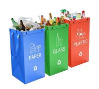 Portable Trash Can, Reusable Garbage Cans, 40 ml Container Set di 3, Compact Waste Bin with Reusable Bags, Space-Saving and Lightweight Design, for Under Cabinet, Dormitory, Laundry, Home, Closet
